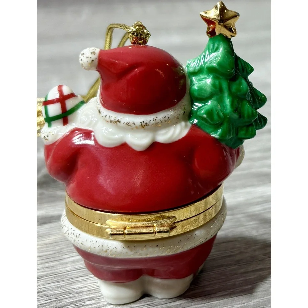 Lenox Treasures Santa Trinket Box. Lenox Treasures Christmas Ornament. EUC.